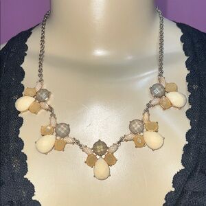 Cream and Gold Cluster Necklace with Delicate Design